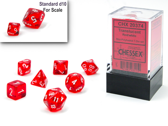 Chessex Translucent Mini-Polyhedral Red/White 7-Die Set