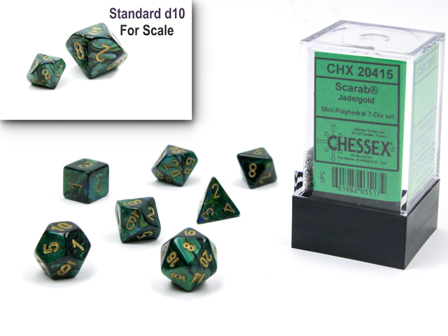 Chessex Scarab Mini-Polyhedral Jade/Gold 7-Die Set