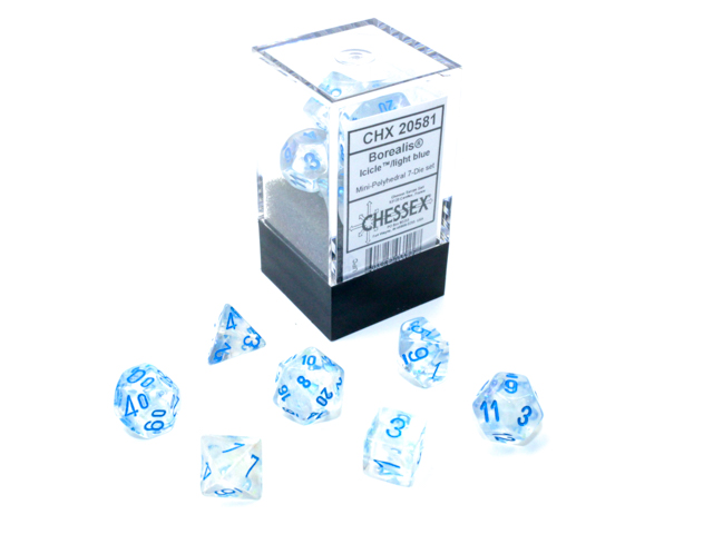 Chessex Borealis Mini-Polyhedral Icicle/Light Blue 7-Die Set