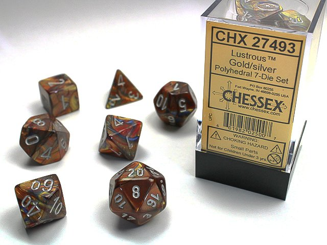 Chessex Lustrous Mini-Polyhedral Gold/Silver 7-Die Set