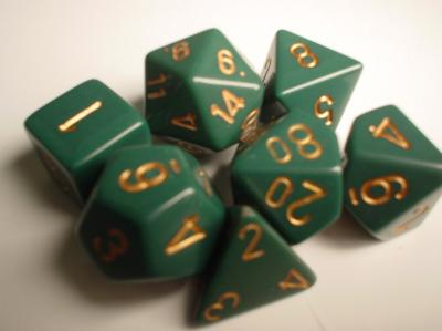 Chessex Green/Copper Dusty Opaque Polyhedral 7-Die Set