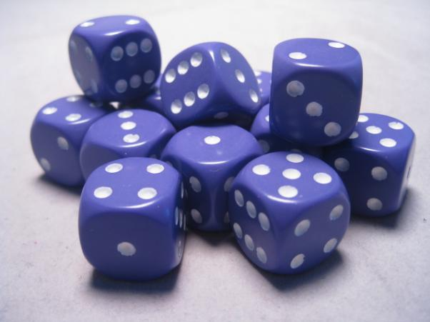 Chessex Purple/White Opaque 16mm d6 (12)